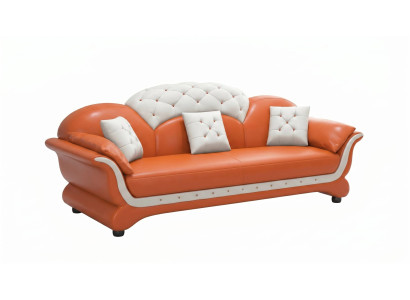 3-Sitzer Sofa Modern Orange Weiß Elegant Couch Polstersofa Wohnzimmer