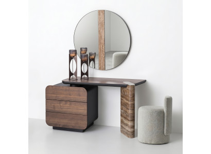 Schminktisch Set Modern Braun Stilvoll Spiegel Hocker Frisiertisch
