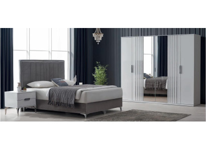 Komplettes Schlafzimmer-Set mit Bett Nachttischen & Kleiderschrank