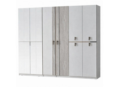 Weiß-Beiger Kleiderschrank Luxuriöser Holzschrank Stauraumschrank