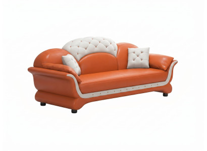 2-Sitzer Sofa Modern Orange Weiß Elegant Couch Polstersofa Wohnzimmer