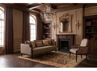 Edles Wohnen Sofa Sessel Wohnraum Design Elegant Modern Holzstoff