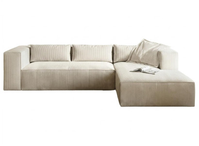 Beiges Ecksofa in L-Form aus Stoff großes bequemes Sofa Wohnzimmermöbel