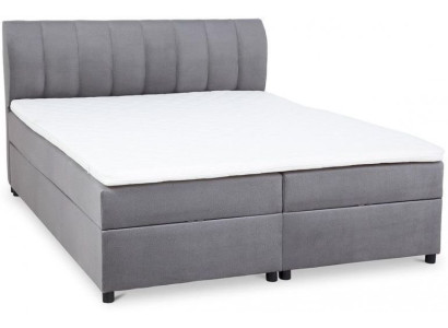 Graues Boxspringbett 200 x 200 Bett mit Stauraum Matratze Topper Doppelbett