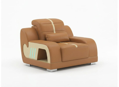 Leder Sessel Modern Braun Relax Led Design Polstersessel Wohnzimmer