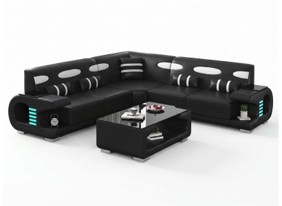 Wohnzimmer Ecksofa L-Form Schwarz Couchtisch Modern Design Set Couch