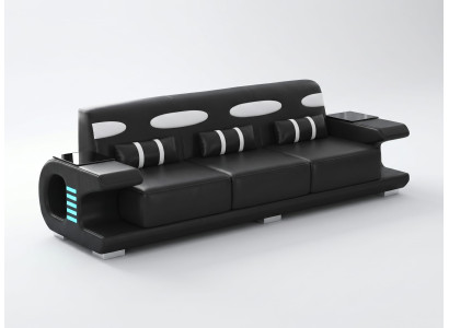 3-Sitzer Sofa Schwarz Weiß Kissen Modern Wohnzimmer Couch Design Möbel