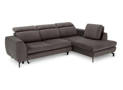Graues L-förmiges Ecksofa aus Stoff großes Schlafsofa Ausziehsofa Wohnzimmer