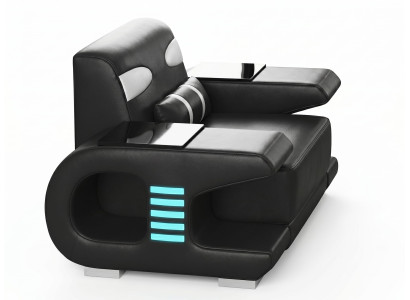 Schwarz Weiß Sessel Modern Kissen Wohnzimmer Lounge Design Möbel LED