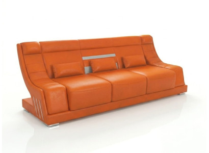 Leder 3-Sitzer Sofa Modern Orange Design LED Polstersofa Wohnzimmer