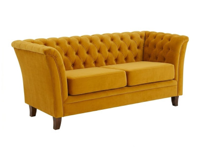 Dunkelgelbes 2-Sitzer-Schlafsofa Ausziehsofa Polstermöbel Chesterfield