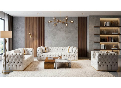 Exklusive Weiße Couchgarnitur Designer 3-Sitzer Moderner Sessel