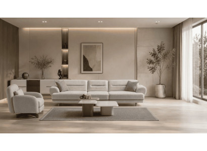 Graues Wohnzimmer-Set 3-Sitzer-Sofa Sessel Couchtische TV-Möbel Designer-Set
