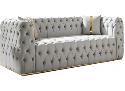 Stilvoller Chesterfield Weißer 3-Sitzer Bequemer Sitzkomfort Möbel