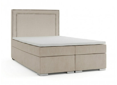Beiges Boxspringbett 140×200  Bett mit Matratze und Stauraum mit Topper Betten