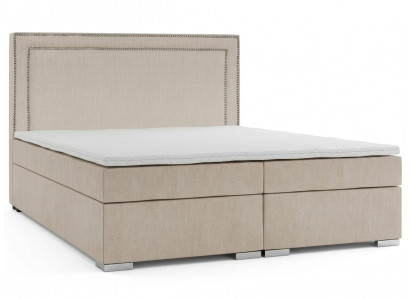 Beiges Boxspringbett 160×200 Bett mit Matratze und Stauraum mit Topper moderne