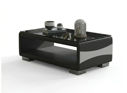 Couchtisch Modern Schwarz Leder Design Wohnzimmertisch Beistelltisch *