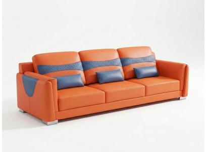 Leder Sofa 3 Sitzer Modern Orange Couch Design Polstersofa Wohnzimmer *