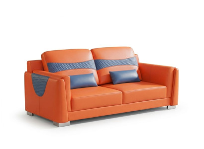 Leder Sofa 2 Sitzer Modern Orange Couch Design Polstersofa Wohnzimmer *