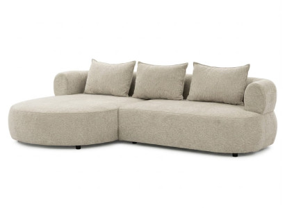Beiger L-förmiger Stoffsofa weiches halbrundes Sofa Designermöbel Wohnzimmer