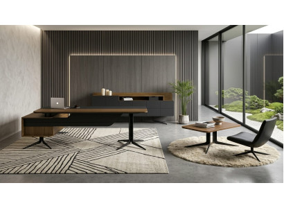 Exklusives Büro Set Schwarz Schreibtisch Sideboard Couchtisch Modern