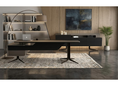 Büro Set Schwarz Sideboard Schreibtisch Arbeitsplatz Modern