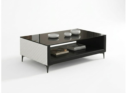 Couchtisch Modern Schwarz Leder Design Wohnzimmertisch Beistelltisch *