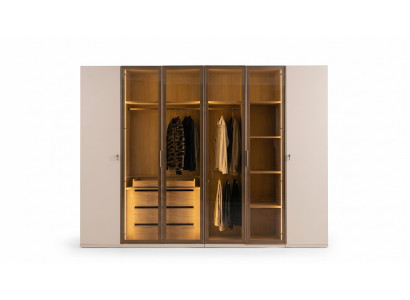Kleiderschrank Modern Beige Glas Eleganter Schlafzimmerschrank statusbezogen