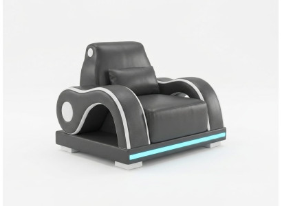 Schwarz Sessel LED Modern Wohnzimmer Couch Design Möbel Praktisch *