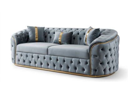 Moderne Graue Chesterfield Wohnzimmer Couch Edle Polstercouch