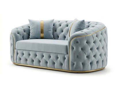 Hochwertige Chesterfield Polstercouch 2-Sitzer Stoffsofa Zweisitzer