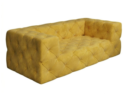 Gelbes gestepptes 2-Sitzer-Sofa klassisches Sofa Chesterfield Wohnzimmer