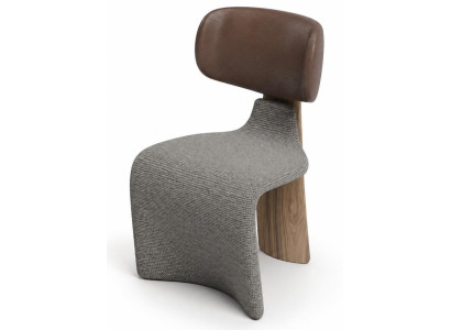 Stuhl Moderner Grau Braun Holz Bequem Elegant Formschön Komfortabel