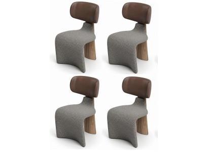 Stühle Moderner Grau Braun Holz Bequem Elegant Formschön Komfortabel