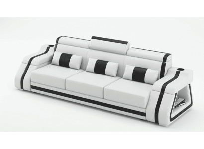 3-Sitzer Sofa Weiß Schwarz Modern Wohnzimmer Couch Design Möbel Luxus