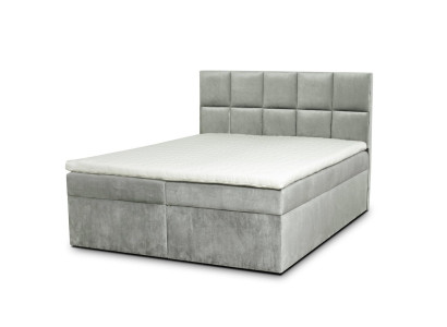 Graues Bett 160 × 200 Bett mit Matratze und Stauraum Schlafzimmermöbel