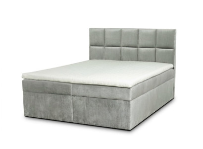 Modernes graues Boxspringbett 180 × 200 Doppelbett mit Matratze und Stauraum