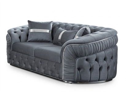Eleganter Chesterfield 2-Sitzer Stoffsofa Kompaktes Wohnzimmer Sofa