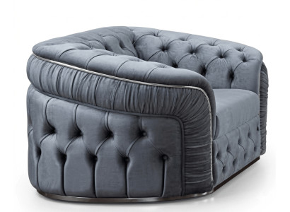 Grauer Chesterfield Polstersessel mit Stoffbezug und Edler Optik