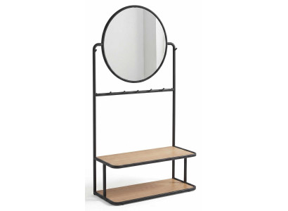Modern Wandgarderobe Spiegel Schuhbank Schwarz Holz Metall Design