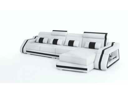 Modern Ecksofa L-Form Weiß LED Sofa Set Couch Elegant Design Exklusiv *