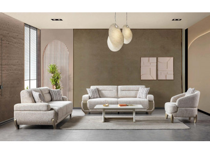 Sofa Sessel Couchtisch weiß modern neu rechteckig gepolstert Textil