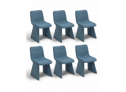 Stühle Gruppe Modernes Design Blau Textil Bezugsstoff Komfortabel