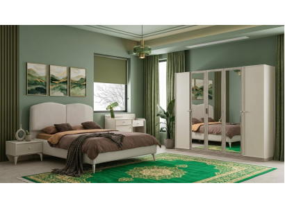 Schlafzimmer-Set Schrank Bett Kopfteil Kommode 2x Nachttische Modern