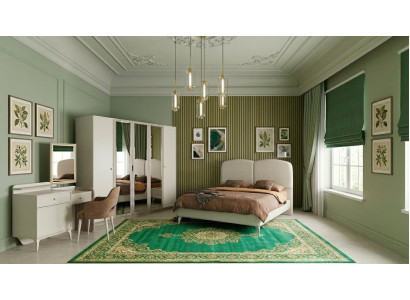 Schlafzimmer-Set Schrank Bett Kopfteil Kommode Modern Beige Bequem