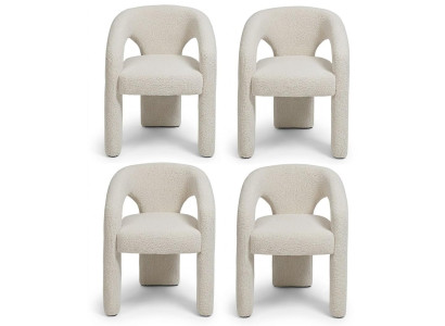 Stuhl Set Modernes Design Weiss Textil Komfortabel Stabil Elegant