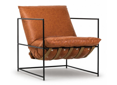 Sessel Design Orange Kunstleder Stahl Skulptural Elegant Komfort Stil
