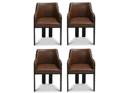 Stuhl Set Design Braun Kunstleder Schwarz Komfort Stabil Stilvo