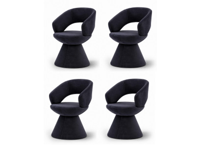 Stuhl Set Design Schwarz Stoff Velours Skulptural Rund Komfort Modern