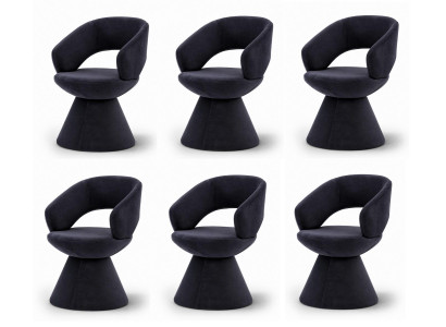 Stühle Gruppe Design Schwarz Stoff Velours Skulptural Rund Elegant